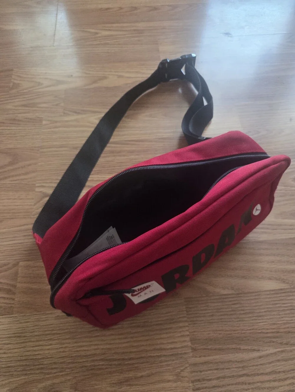 Jordan Red Waist Bag with Black Strap and Bold Logo